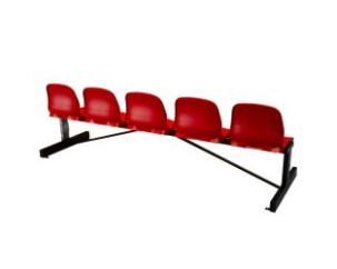 BANCO METÁLICO NEW CON ASIENTO ROJO PVC -5 PLAZAS-RESPALTO ALTO