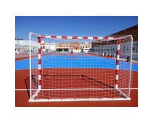 JGO PORTERÍAS F.SALA/BALONMANO METÁLICAS TRASLADABLES 80X80MM CON BASE 80X40MM